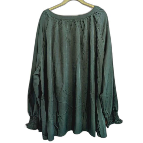 Women's Long Sleeve Blouse -Yesfashion- Green Size 4XL NWT - Picture 2 of 6